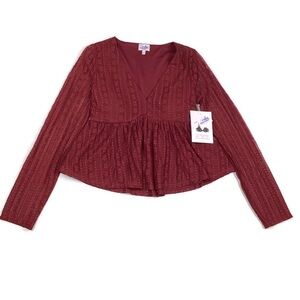 Ruby & Jewell Lace Peplum Blouse with Built in Padding Juniors Large New!